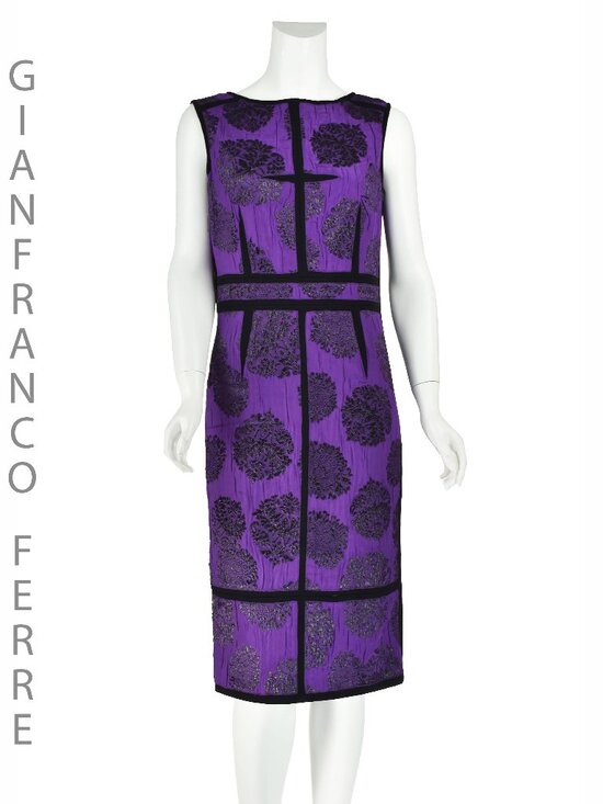 Gianfranco Ferre Dresses & Skirts - GIANFRANCO FERRE Crinkled Purple Silk & Black Lurex Cocktail Dress, SZ 8